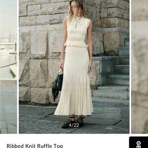 Commense Ribbed Knit Cream Knit Top and Skirt Set - NWT